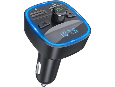 Cargador de coche Bluetooth 5.0 con USB dual rápido y altavoz integrado para música inalámbrica y transmisión FM, seguro y eficiente BISBISOUS