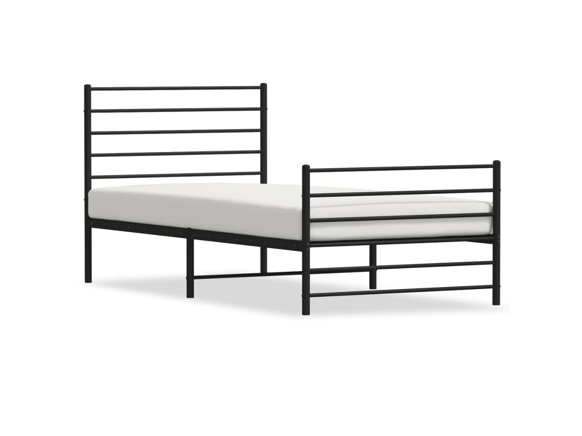 Estructura Cama Sin Colchón Con Estribo Metal Negro 107x203 Cm