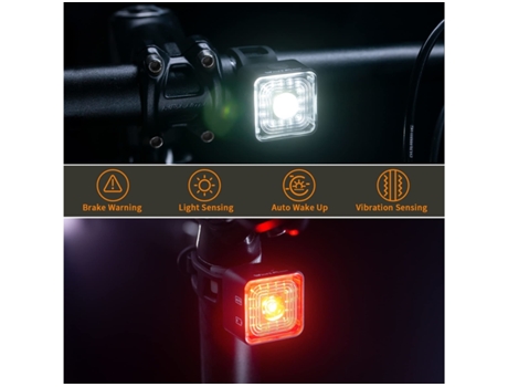 Luz para bicicleta Luz para bicicleta recargable Delantera y trasera 5 modos de brillo 3 segundos Advertencia de freno Destacado - Negro ENZONS