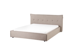 Cama Doble Beliani Lestre Lino Crema 201x221x95