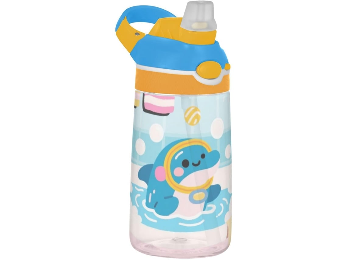 Botella De Agua Baño Azul Con Pajita Silicona Ligera Y Reutilizable Para La Escuela, Niños Niñas, Térmica ...