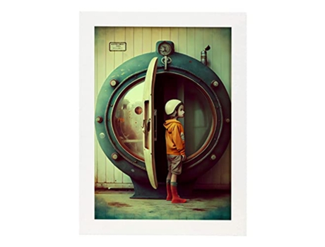 NACNIC Poster Puerta De La Nave En Estilo Surrealismo Cinematográfico Ilustraciones Y Grabados De Historieta Abstracta Y Artística A3 Marcos Blancos