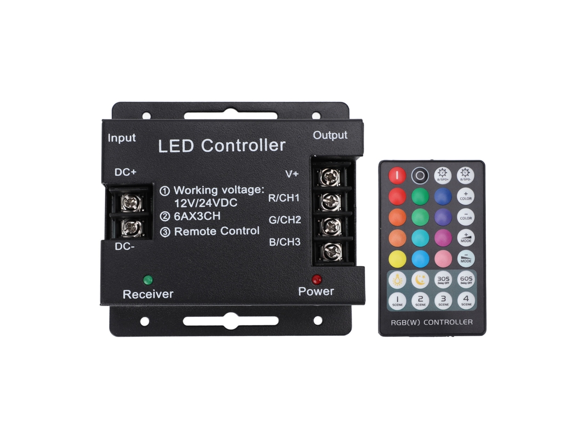Rebe-controlador Rf De Luces Led Con Mando A Distancia Rgb, 28 Teclas, Dimmer, Función De Memoria Y Caja De Hierro Para Tiras Led