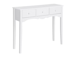 Escritorio Entrada Mdf 3 Cajones 100x32x85 Cm Blanco
