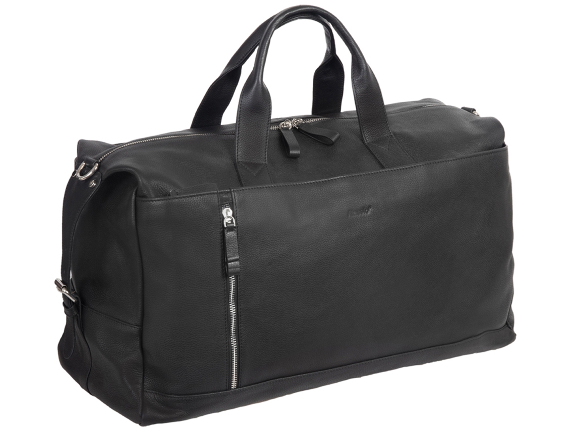 Bolsa de Viaje ALASSIO Fin de Semana Toro Hecha de Cuero Negra