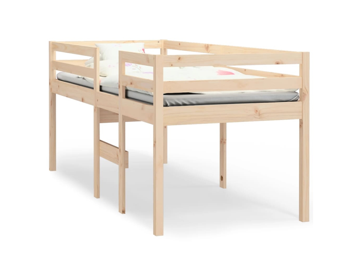 Cama Alta 90x200 Cm Madera Maciza De Pino Dkd Home Decor