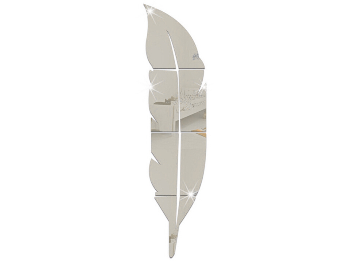 2026-6pcs Pegatinas De Espejo Pluma 3d Adhesivo Removible Para Salón Dormitorio Baño Decoración Hogar Diy