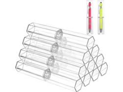 Juego De 10 Estuches Hexagonales De Acrílico Transparente Para Bolígrafos O Lápices.