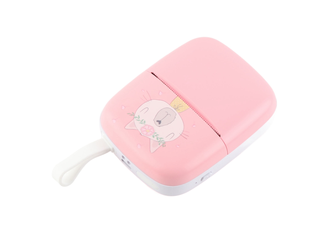 Impresora Térmica Portátil Bluetooth De 200 Ppp, Sin Tinta, Mini De Bolsillo Con 5 Rollos De Papel Rosa.