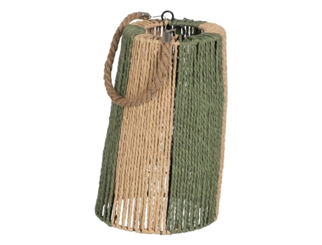 Farol Portavelas Farol Verde Beige Metal Papel Cristal 19 x 19 x 30 cm BIGBUY HOME