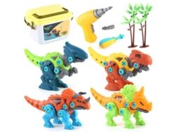 4 Pcs Brinquedos Dinossauro Montagem Diy Com Chave Elétrica E Caixa De Armazenamento Tipo 1
