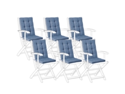Conjunto De 6 Almofadas De Encosto Beliani Java/amantea Premium De Poliéster Azul 50x45x71