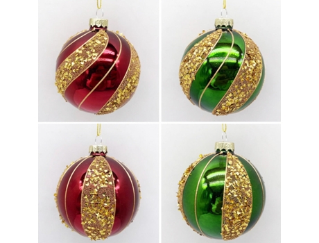 Set de 4 Bolas de Navidad Plateadas 8cm Bolas de Adornos de Árbol de Navidad