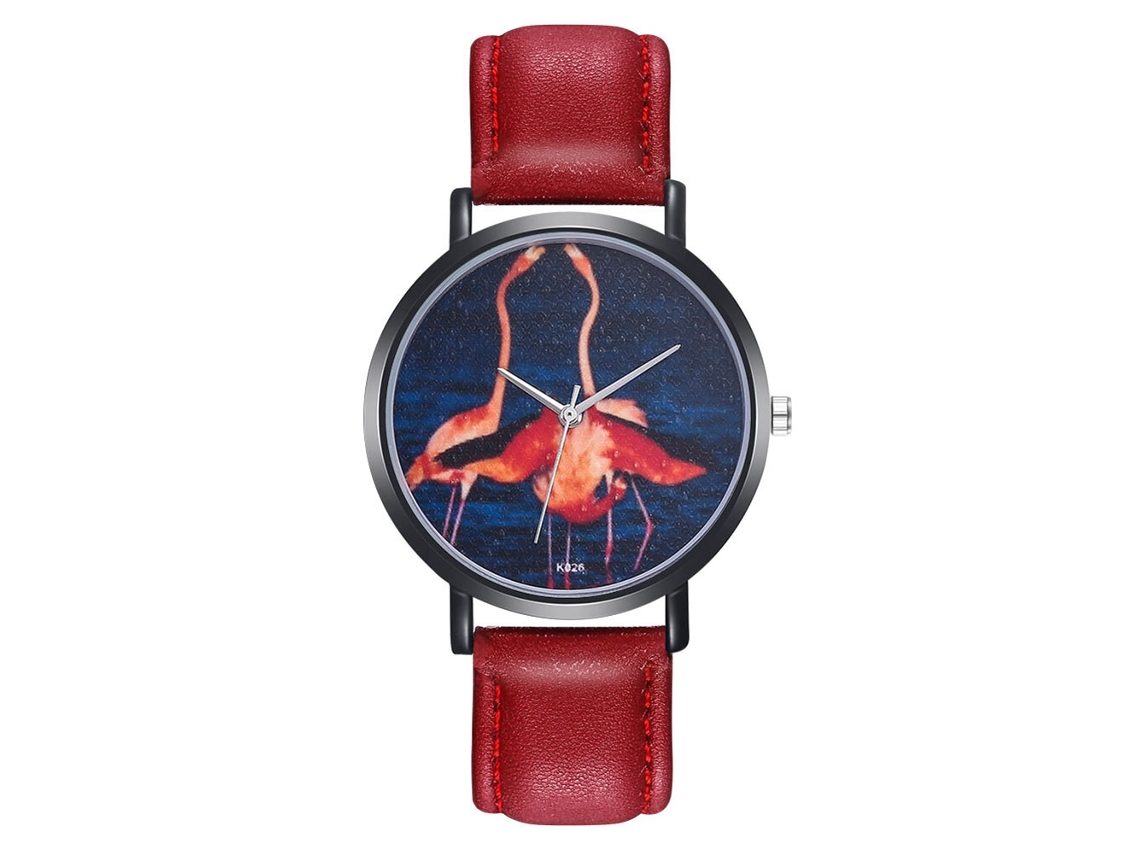 Reloj De Cuero Pu Para Hombre Y Mujer Moda Simple Cadena Quartz K026-h Rojo