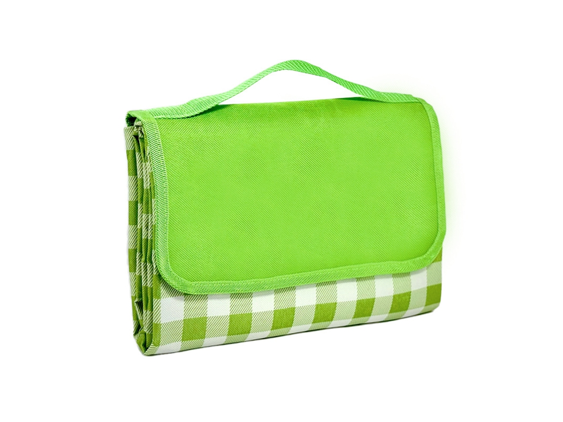 Manta de picnic portátil e impermeable con asa y plegable de 150x180 cm (cuadros verdes) Czhhmart
