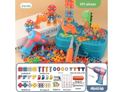 (verde, 351 Piezas) Juego De Herramientas De Bricolaje Para Niños: Brocas Eléctricas, Tornillos, Tuercas, Rompecabezas