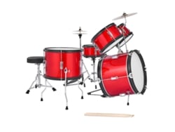 Batería infantil Succebuy, 5 piezas, 406,4 mm, para niños de 6 a 13 años, color rojo