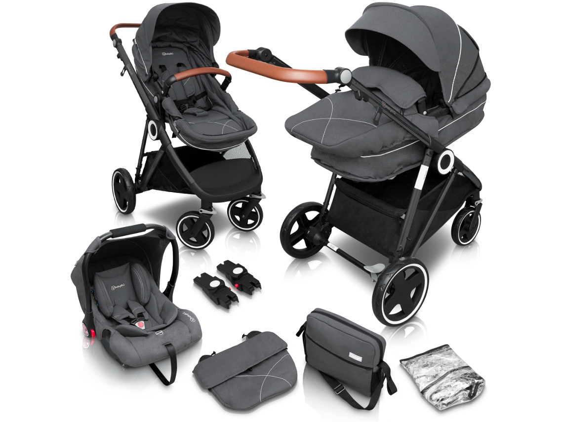 Cochecito Babygo Halime 3 en 1 gris (chasis negro)