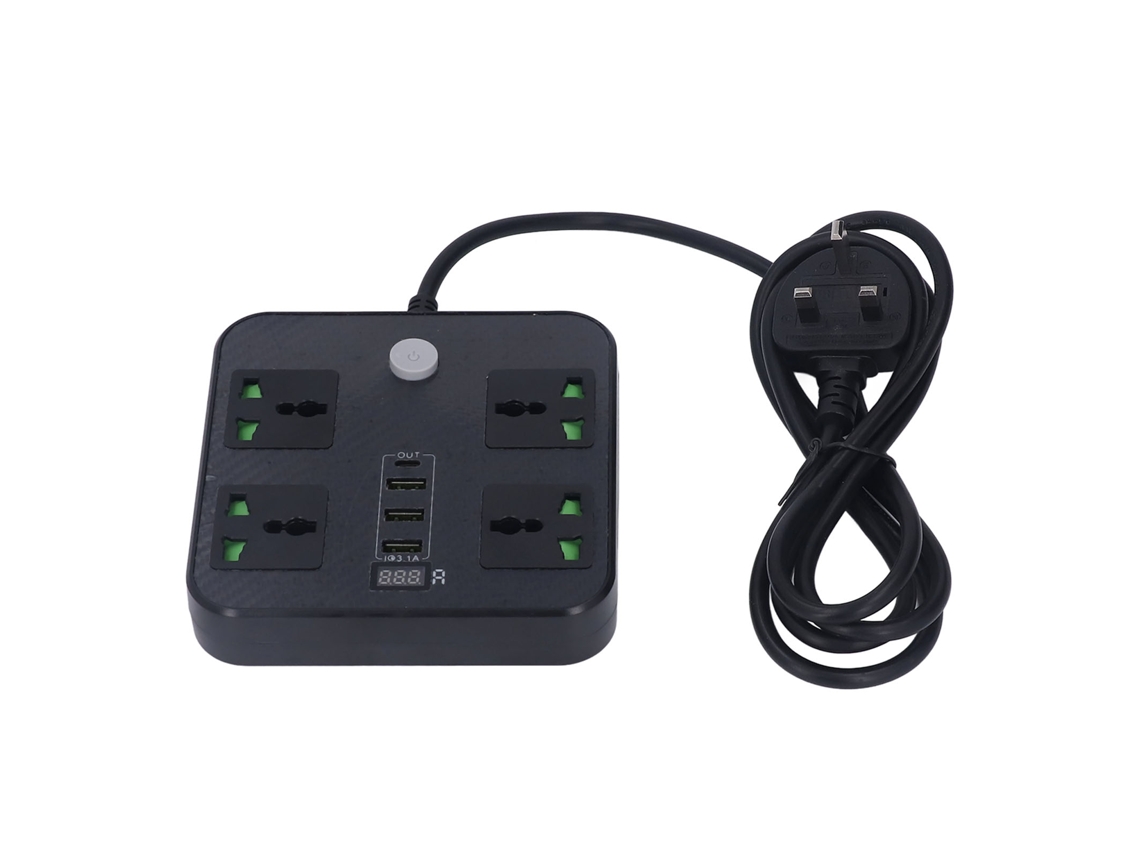 Enchufe multifunción 8 en 1 con salida USB CC 5 V 3,1 A y cable de 2 m (110 V)