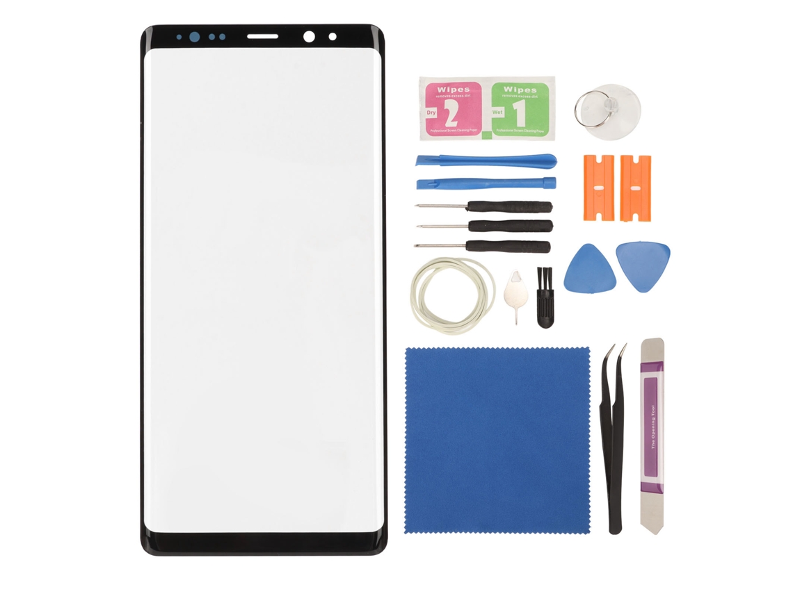 Kit De Reparación De Cristal De Pantalla Frontal Externa Para Galaxy Note 8 Con Herramientas - Negro