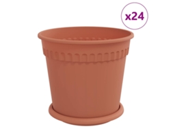 Macetas Vidaxl, 24 unidades, color rojo ladrillo, Ø 19 x 16 cm, plástico.