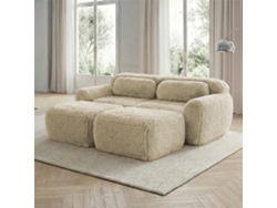 Sofá Modular + 2 Plazas - Tela De Felpa Suave, Chaise Longue, Sin Montaje - Beige Claro