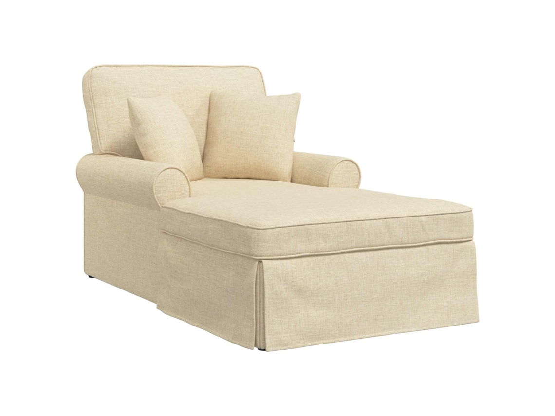 Maison Exclusive - Chaise Lounge Con Falda Con Cojín Con Almohada 3 Pcs Crema Tela