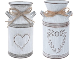 Rebe-2 Jarras De Leche Corazón Vase De Metal Rustico Decorativo Estilo Campestre Maceta Plantador Rural Para Hogar Jardín