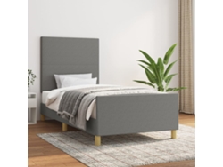 Estructura De Cama Sin Colchón Tela Gris Oscuro 90x200 Cm