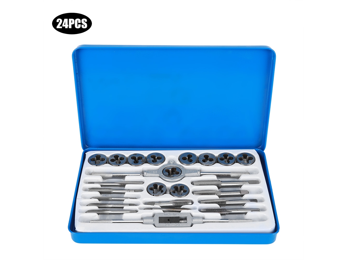 Juego De 24 Piezas Para Roscar Y Terrajas, Herramienta Manual Industrial, Acero Al Carbono.