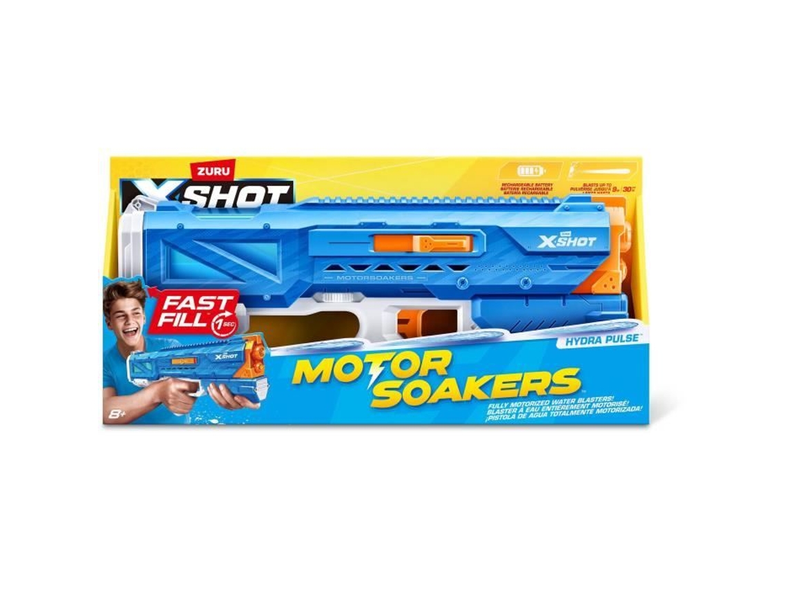 Pistola de agua motorizada Zuru X Shot Hydra Pulse, batería recargable de recarga rápida, alcance de 9 m, depósito de 650 ml