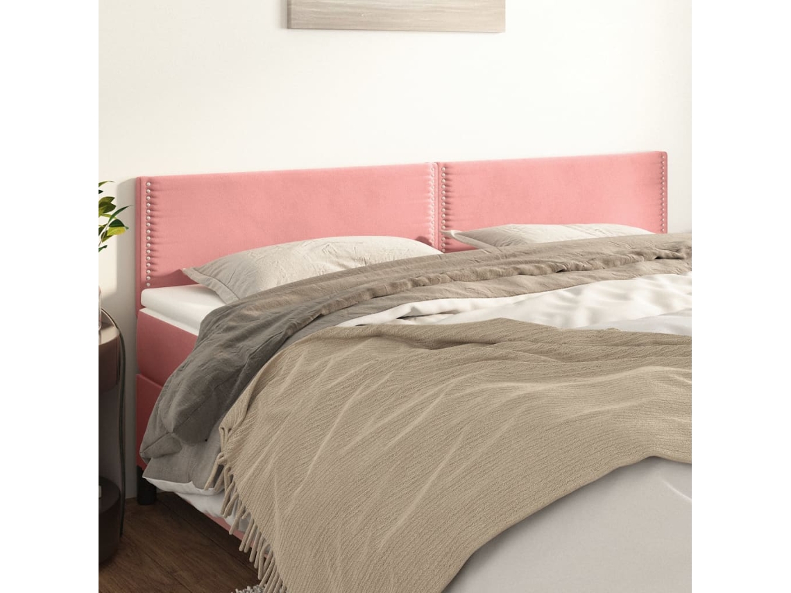 Cabeceros 2 Unidades De Terciopelo Rosa 100x5x78/88 Cm