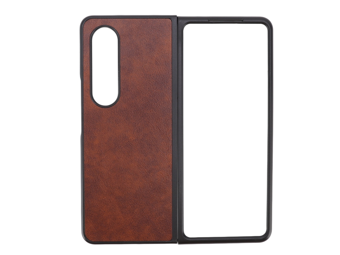 Capa De Couro Sintético Para Galaxy Z Fold 4 Anti-risco Anti-impacto Capa Protectora Para Telefone Com Tela Dobrável Marrom