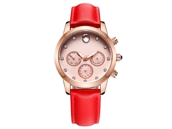 Reloj De Pulsera De Cuarzo Con Diamantes De Imitación Para Mujer De Ochstin, Correa De Oro Rosa Y Rojo