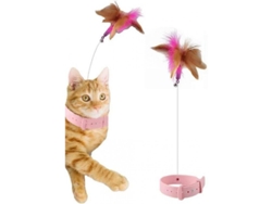2026-10293-juguete Interactivo Para Gatos Con Plumas Y Cascabel, Collar Ajustable, Juguete De Ejercicio Para Gatos Whb Rosa