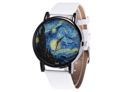 Reloj De Pulsera De Cuarzo Unisex Con Correa De Cuero Pu Zhoulianfa (blanco)