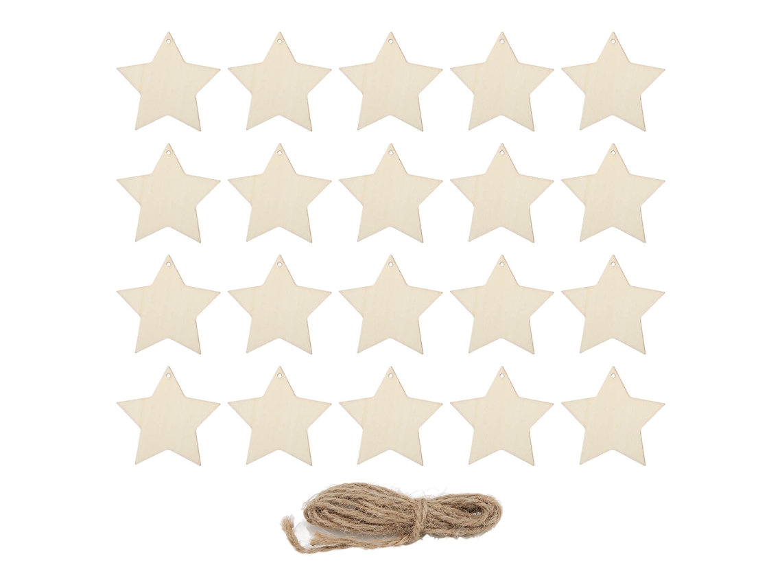 20 Adornos De Estrellas Hechos De Virutas De Madera Natural Suave, Decoración Navideña Para Hacer Tú Mismo.