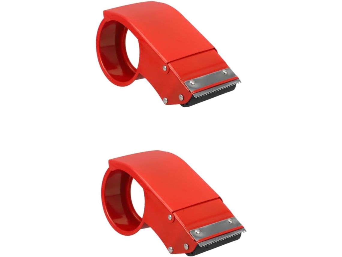 2 Dispensadores de cinta móviles, Dispensador para mini oficina, Soporte para cinta, Rojo.