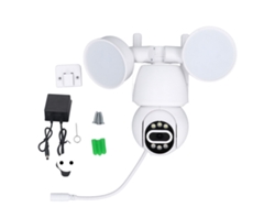 Cámara De Seguridad Inalámbrica Hd Con Visión Nocturna, Luz Y Control Remoto Para Uso En Exteriores. Enchufe Europeo De 110-240 V.