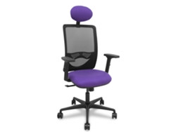 Silla De Oficina Zulema Con Mecanismo Sincro Tapizada Con Tela Color Lila Y Malla Color Negro