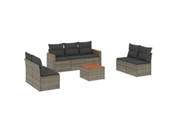 Conjunto de 8 sofás de jardín con cojines de mimbre y patas grises, MAISON EXCLUSIVE (8 piezas)