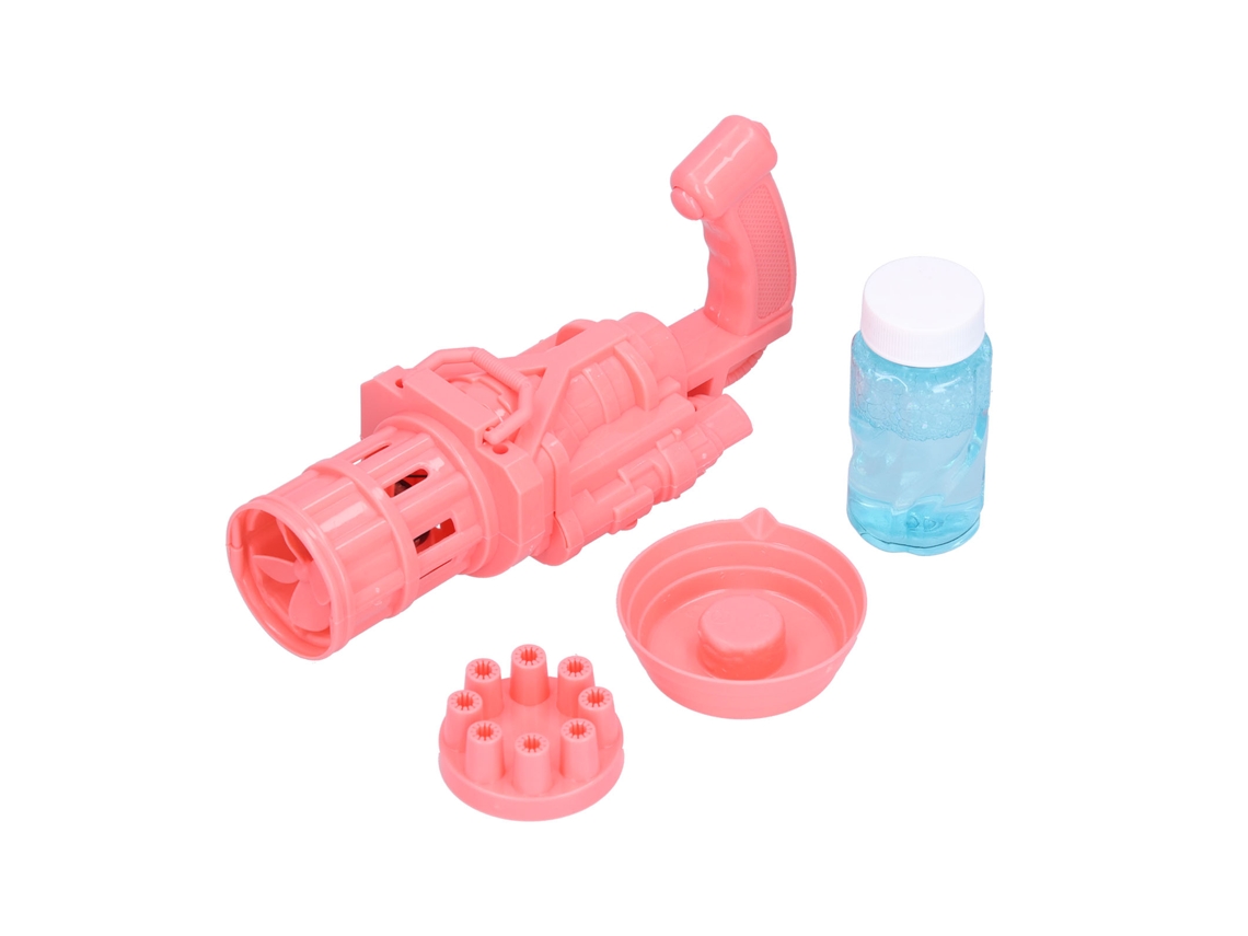 Brinquedo Máquina De Bolhas Para Crianças Presente Rosa Com 59ml De Líquido 8 Orifícios
