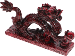 Elegante estatua artística de dragón, resina roja, decorativa, compacta, figura china hecha a mano, oficina, GOKOCO