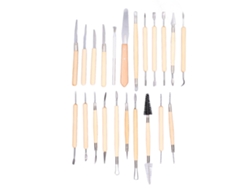 Kit De 22 Herramientas Para Esculpir Arcilla Y Cerámica Con Mangos De Madera De Doble Extremo Para Proyectos De Bricolaje.