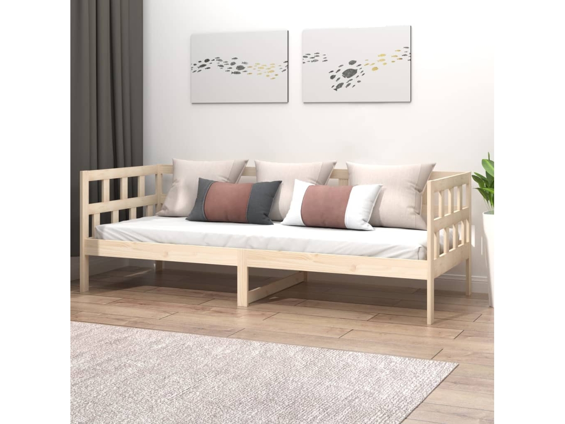 Sofá cama sin colchón madera maciza de pino 90x200 cm