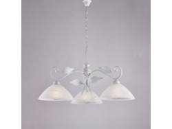 Lámpara de araña de hierro blanco con decoración en plata antigua y cristal, diámetro 30 cm, alabastro blanco, 3 luces, 96 cm de diámetro, BL313, 3 luces, Belight