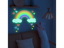 Adhesivos de pared luminosos con efecto arcoíris, nube fluorescente que brilla en la oscuridad