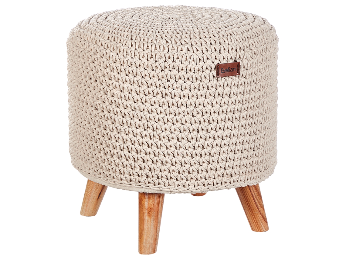 Reposapiés BELIANI Mardan de Algodón Beige 40x40x40