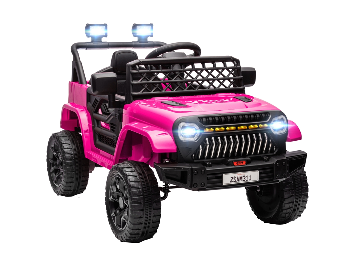 Coche Eléctrico Infantil De 12 V Con Control Usb Ajustable, Faros Y Claxon, Color Rosa.
