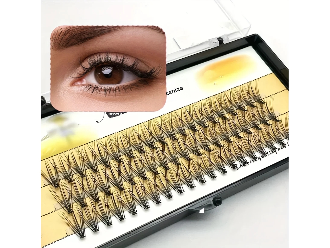 (8 mm) 1 caja (60 mechones) Pestañas postizas largas de visón hechas a mano con un aspecto natural.